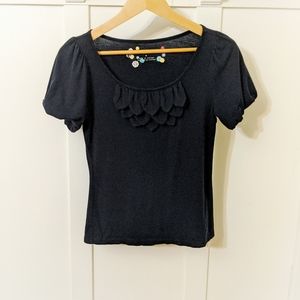 MOVING SALE✨LITTLE YELLOW BUTTON Petal Scoopneck Cotton Blouse